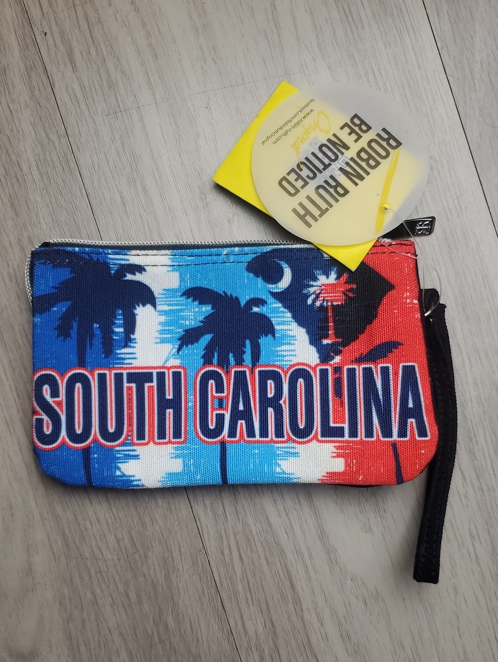 NWT Robin Ruth South Carolina Wristlet Pouch Palm Trees Travel